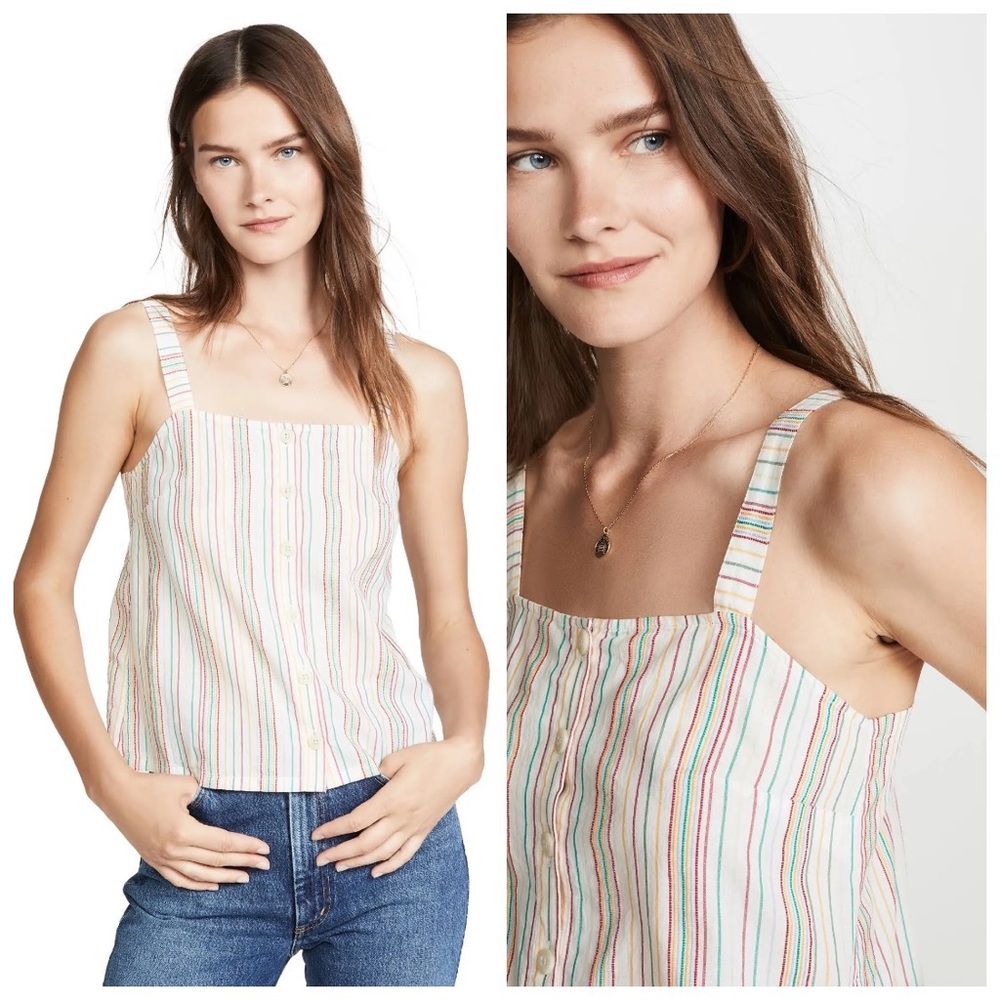 Madewell Cotton Cami w/ Textured Rainbow Stripes Button Front Blouse Size XS - Picture 1 of 11